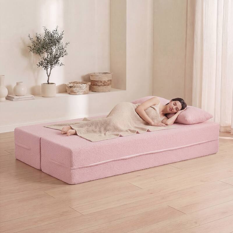 Gymax 75.5'' Folding Sofa Bed w/2 Comfortable Pillows No Assembly