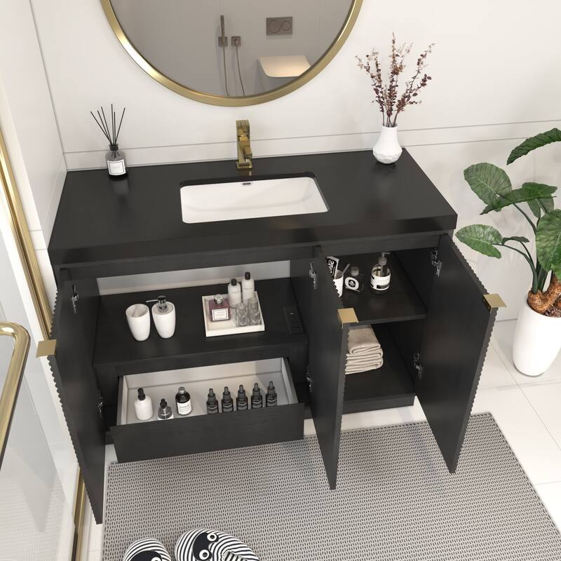 Milano 48" Freestanding Bathroom Vanity with Black Acrylic Sink