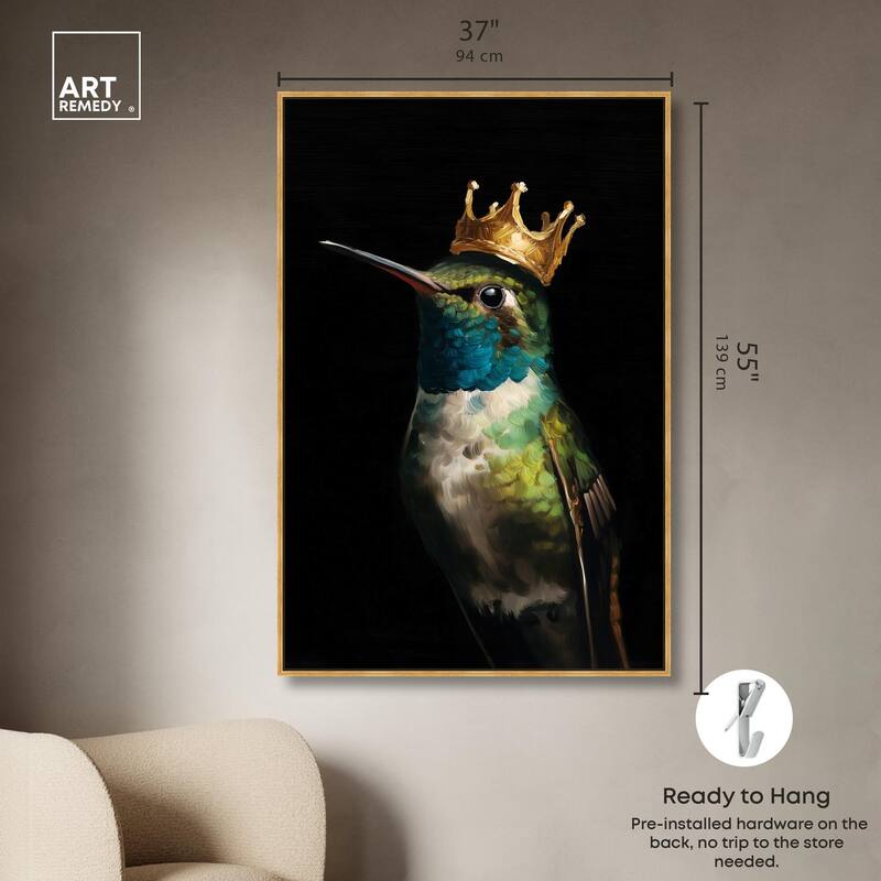 Crowned Azure Bird I Canvas by Art Remedy