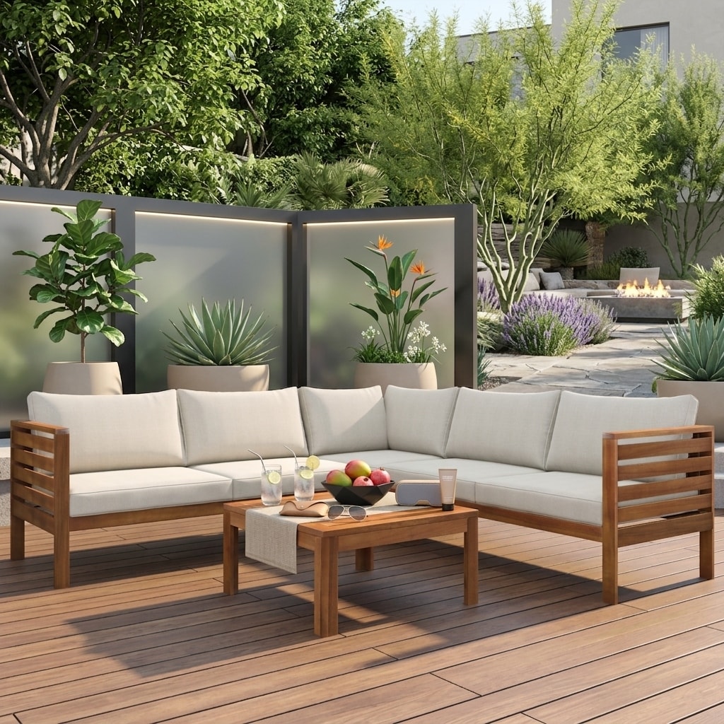 Acacia L-Shape Outdoor Conversation Set by Leisure Zone