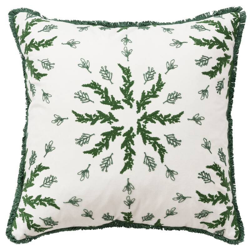 Rizzy Home Evergreen Snowflake Throw Pillow