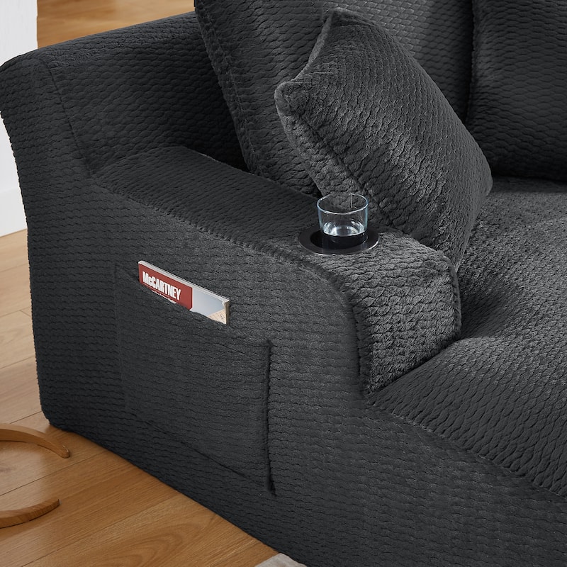 Oversized Chaise Lounge Chair Indoor, No Assembly Sleeper Sofa with Faux Fur Upholstery for Living Room or Office