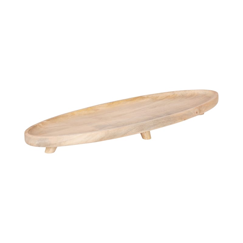 Kate and Laurel Tomaz Oval Footed Tray Wood - 23x7x2 - Natural