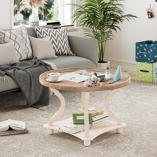 COZAYH Rustic Farmhouse Cottagecore Coffee Table On Sale Bed Bath Beyond 33849346