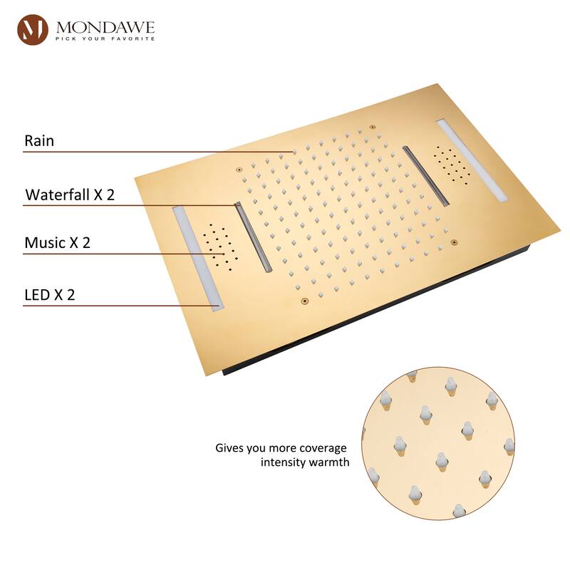 64 Colors LED Light and Music Ceiling Mounted Thermostatic Shower System
