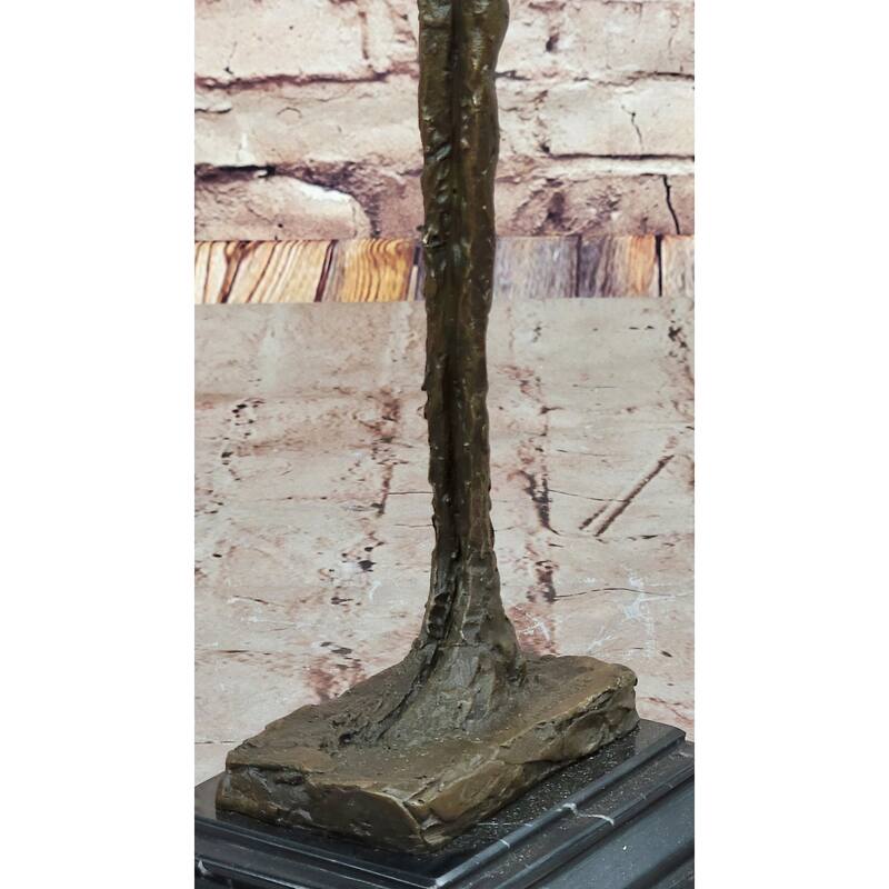 Woman Of Venice After Alberto Giacometti - Bronze Sculpture Statue Stick Figure On Marble Base