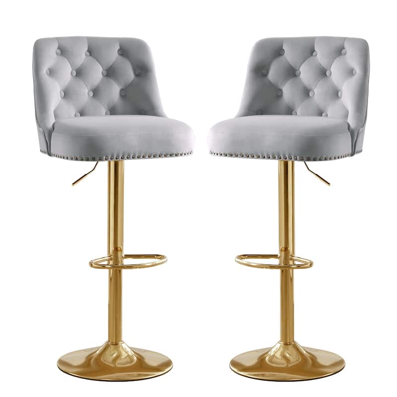 HOMYKA 360 Degrees Swivel Bar Chair With Adjustable Height and Metal Feet Bar Stool Set of 2