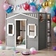 preview thumbnail 28 of 34, Twin Size House Loft Bed With Ladder and Solid Construction for Home Grey+White
