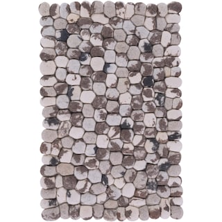 Hand-woven New Zealand Felted Wool Stone Look Textured Area Rug - 3'6" x 5'6"