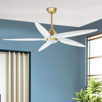 GetLedel 54" Solid Wood 5-Blade Ceiling Fan with Dimmable LED and Remote Control