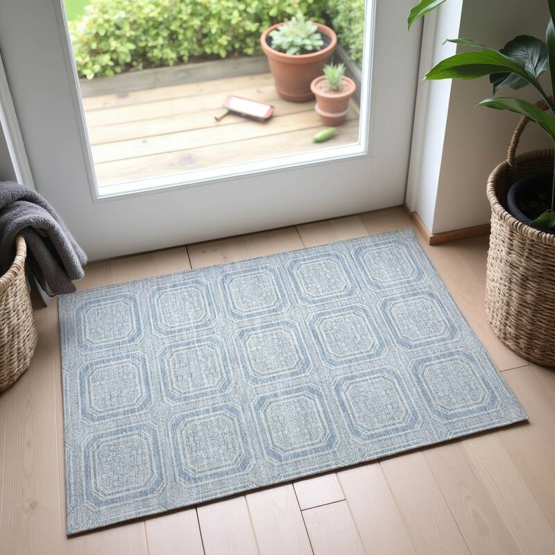 Premium Washable Super Soft Classic Panel Mayfield Rug - Sky - 1'8" x 2'6"