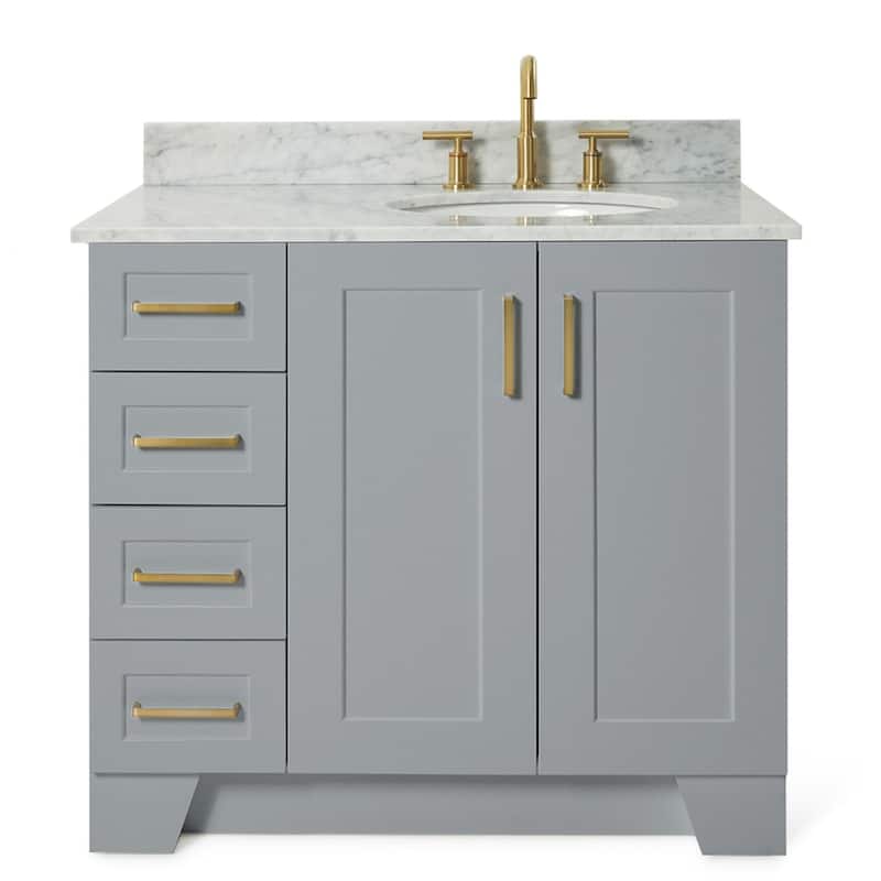 Ariel Q037SRCW2OVO Taylor 37" Free Standing Single Oval Basin Vanity - Grey