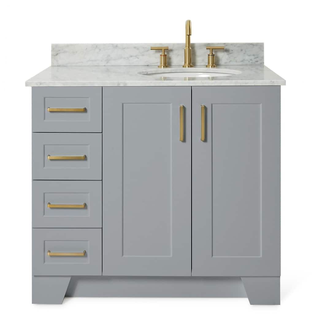 Ariel Q037SRCW2OVO Taylor 36" Thick Carrara Marble Vanity Top