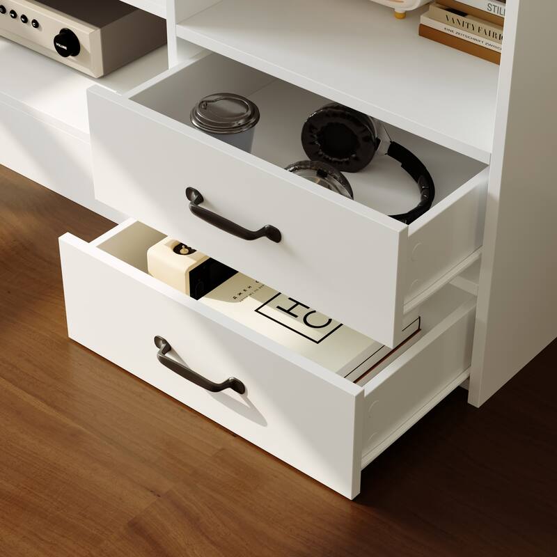 Wall Entertainment Center with Storage Cabinets, TV Stand & Optional 30" Electric Fireplace