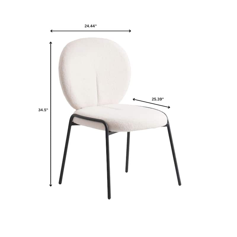 Celestial Modern Boucle Dining Chairs - Upholstered Accent Side Chairs with Black Powder-Coated Iron Frame Set of 4