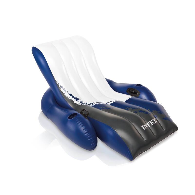 Intex Inflatable Floating Pool Recliner & 2 Person Tube w/ Cooler & Repair Kit - 7.5