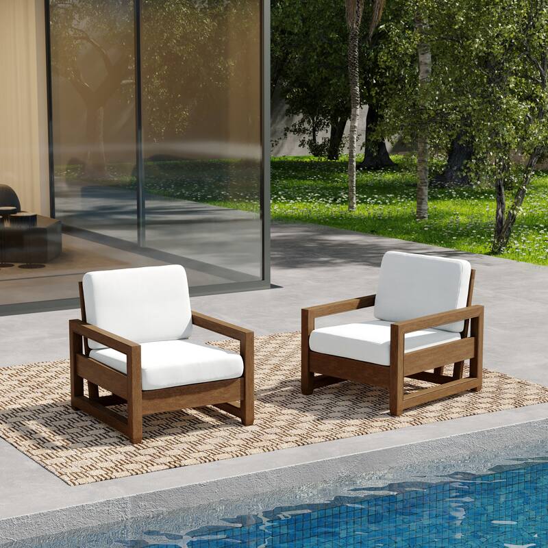 Patio Teak Wood Outdoor Arm Chair with Cushion