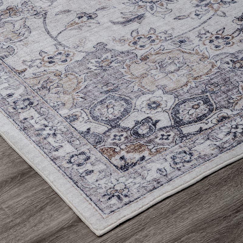 Abstract Traditional Grey Area Rug