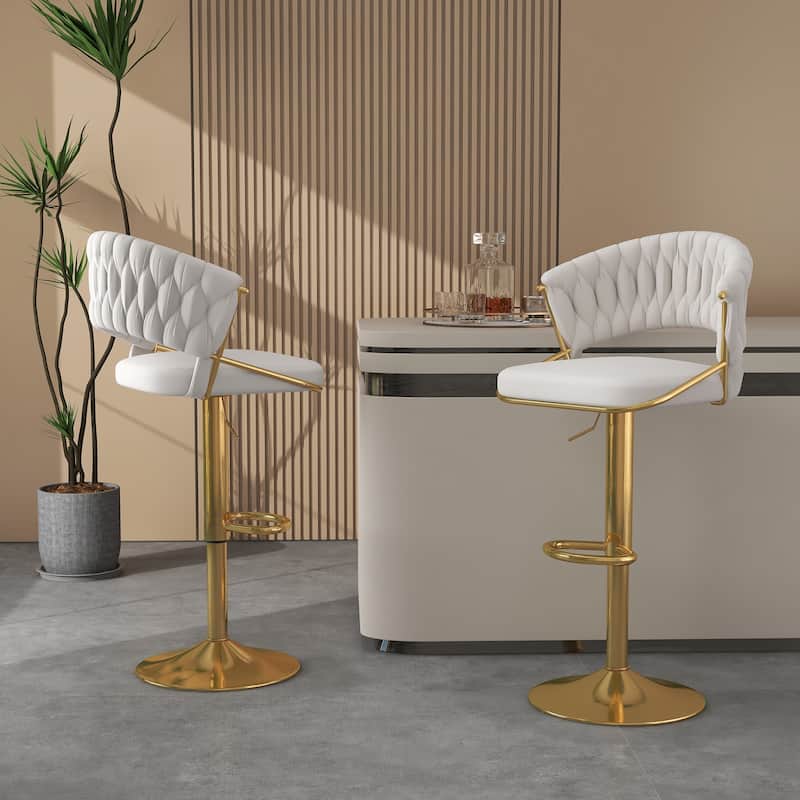Modern Velvet Counter Bar Stools with Backs(Set of 2)