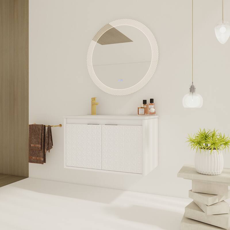 30 Inch Wall Mounted Bathroom Vanity with Sink,Soft Close Doors, For Small Bathroom