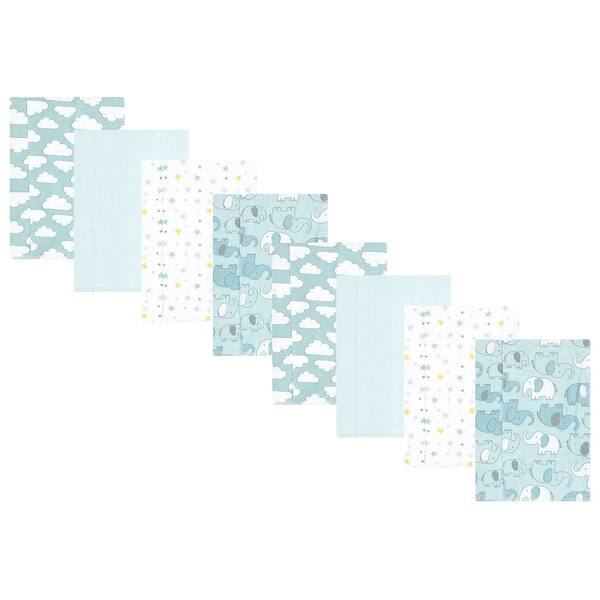 slide 1 of 1, Hudson Baby Boys Cotton Poly Flannel Burp Cloths 8-Pack, Boy New Elephant, One Size - Boy New Elephant 8-Pack - One Size One Size - Boy New Elephant 8-Pack