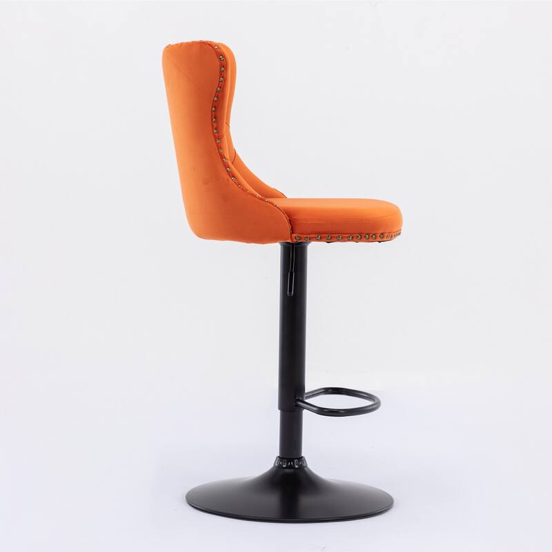 Velvet Upholstered Counter Height Wingback Barstools, Set of 2