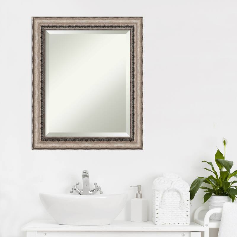 Beveled Bathroom Wall Mirror - Lyla Ornate Silver Frame - Lyla Ornate Silver