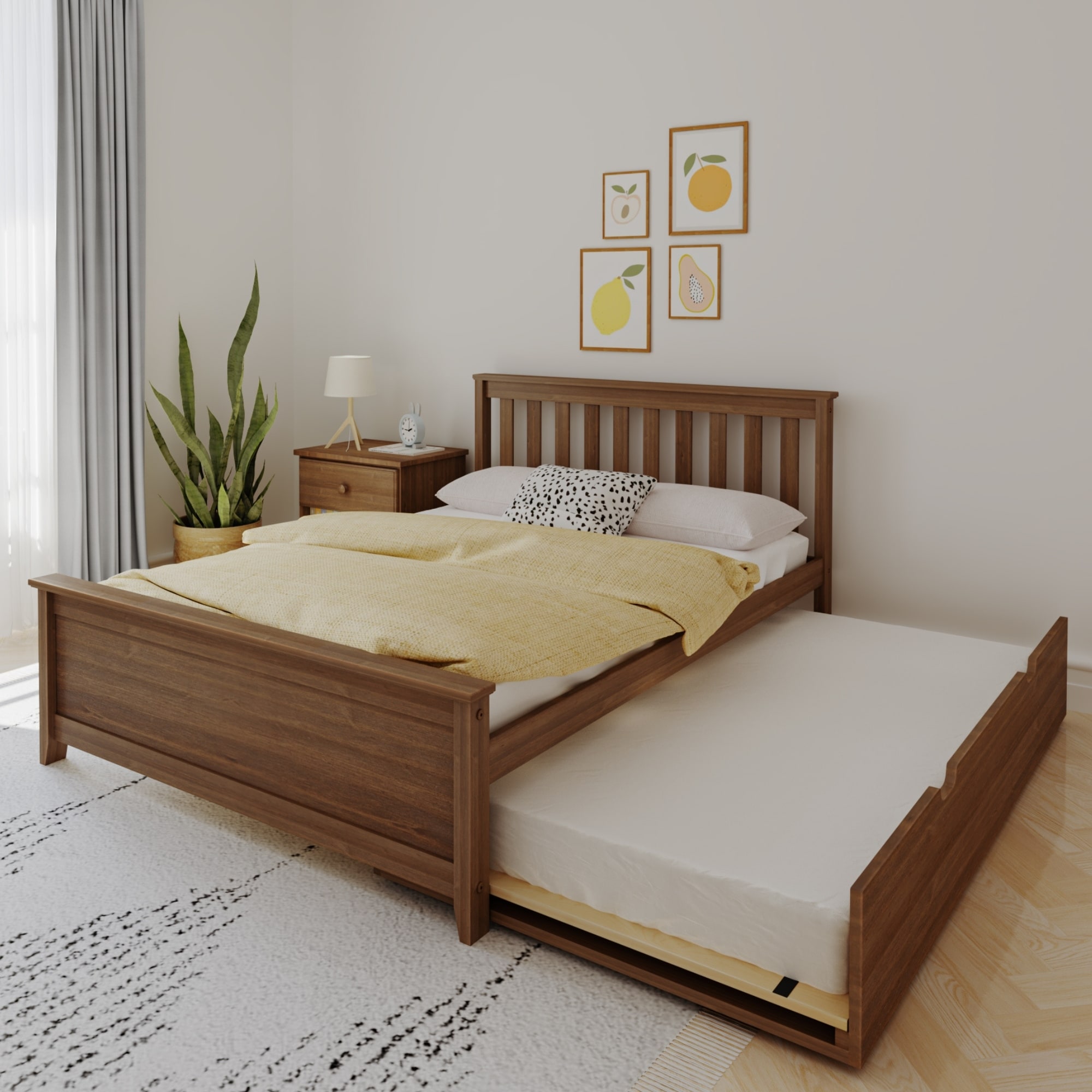 Max & lily solid wood twin platform bed outlet with trundle frame