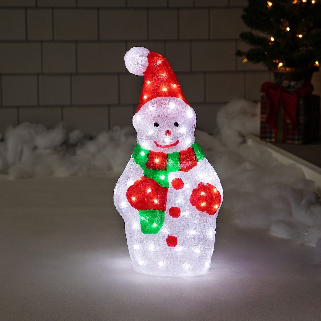 25" Lighted Commercial Grade Acrylic Christmas Snowman Display Decor - White