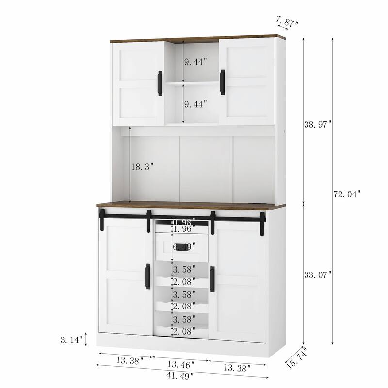 Farmhouse Kitchen Pantry Cabinet with Sliding Barn Door