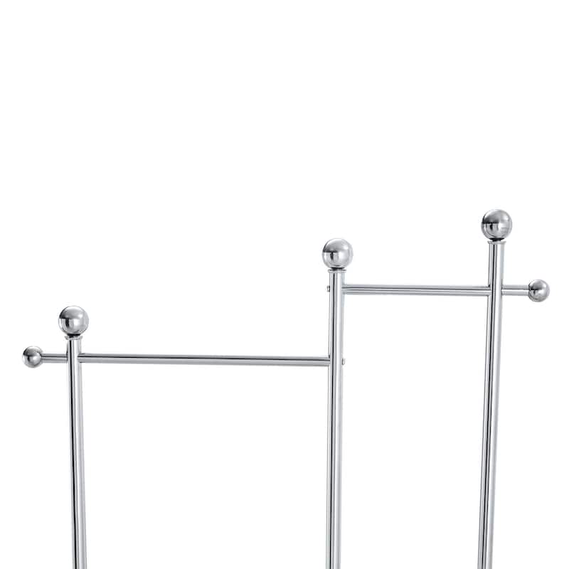 Roomfitters Double-Layer Coat Rack with Antique Wood Veneer and Metal Stand, 70"H x 34.6"W, Multi-Functional Storage