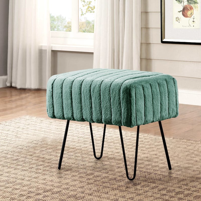 Serenta SuperMink Fauxfur Ottoman Bench - 19" x 13" x 17" - Eden