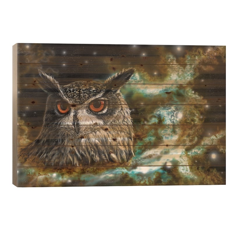 Spirit Of The Night Print On Wood by Angela Bawden - Multi-Color - 18x26x1.5