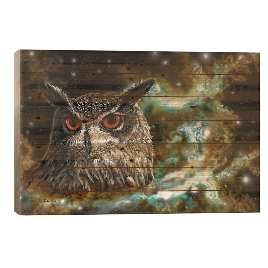 Spirit Of The Night Print On Wood by Angela Bawden - Multi-Color