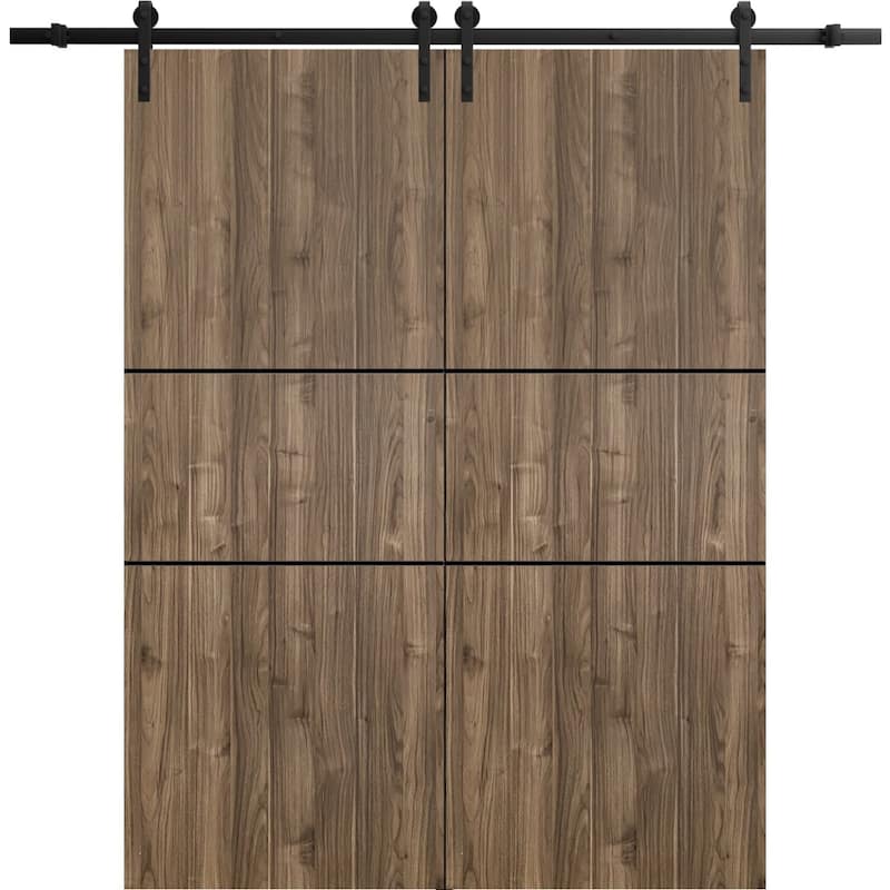Sturdy Double Barn Door 36 x 80 with Planum 0014 Walnut with 13FT - 60" x 80" ( 2* 30x80)