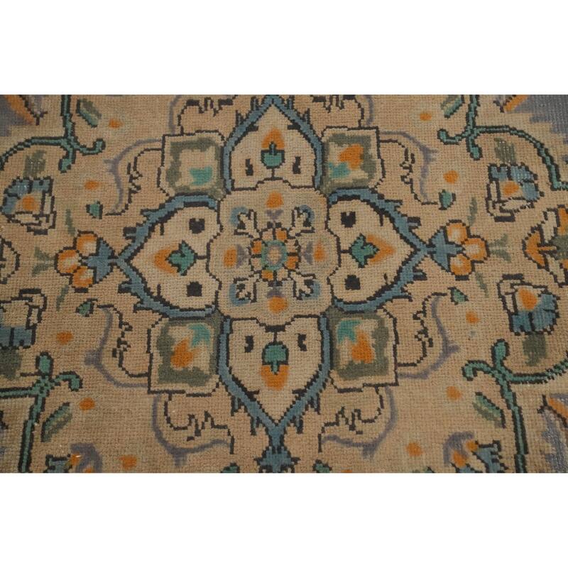 Hand Knotted Oriental 100% Wool Carpet Traditional Medallion Greys & Charcoal Tabriz Area Rug - 10' 6'' X 8' 0''