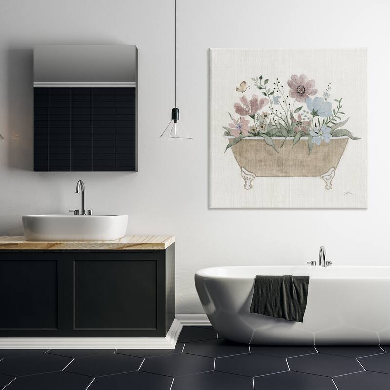 Stupell Cottage Florals in Bathtub Canvas Wall Art Design By Janet Tava