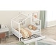 preview thumbnail 3 of 28, Full Size Metal House Platform Kids Bed Frame with Headboard, Footboard, 2-Storage Drawers & Roof Design for Bedroom, White