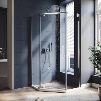 ELEGANT Neo-Angle Shower Door Semi-Frameless Shower Enclosure
