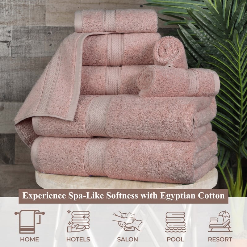 Superior Luxury Egyptian Cotton Bath Towel Set of 4 Ultra Plush, Heavyweight, Absorbent Spa & Hotel Quality Bath Towels Set