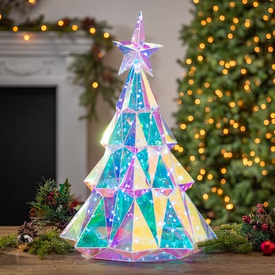 Enchanting 19.7 Inch Lighted Holographic Holiday Tree