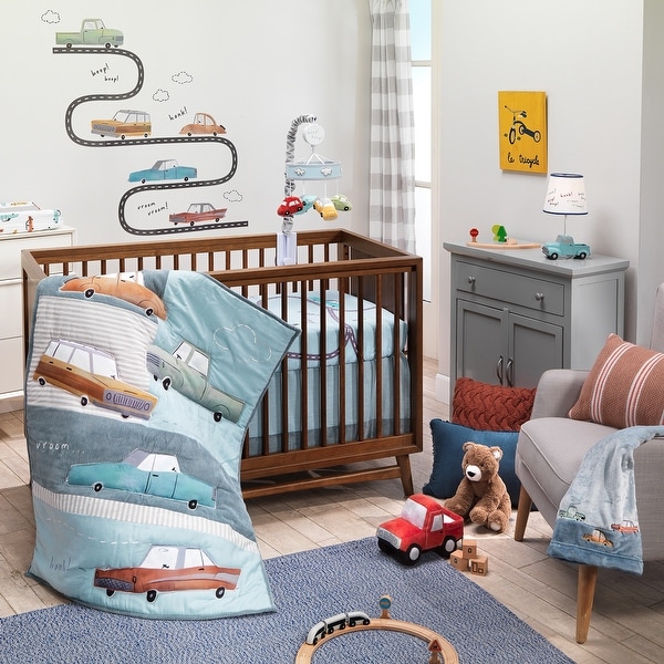 Lambs Ivy Baby Car Tunes 4 Piece Nursery Crib Bedding Set Blue Bed Bath Beyond 32841109