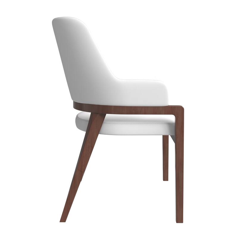 Ethora Leather Dining Chair with Curved Open Back and Rubberwood Legs Set of 4
