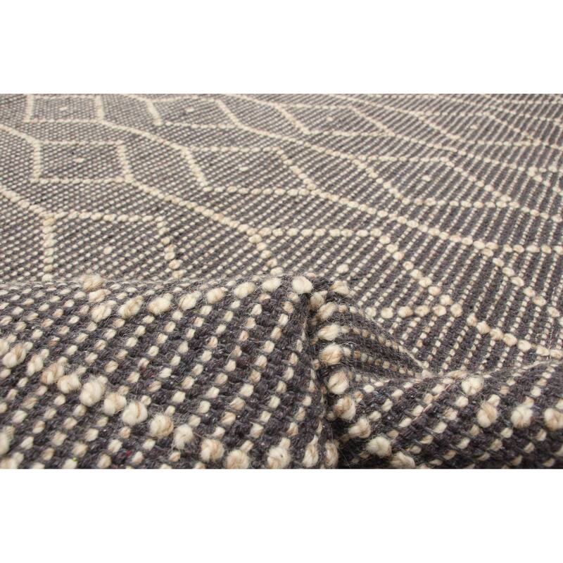 ECARPETGALLERY Braid weave Sienna Grey Wool Rug - 6'0 x 9'3