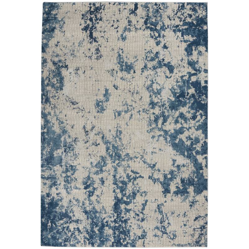 Nourison Rustic Textures Abstract Modern Blue Grey Area Rug