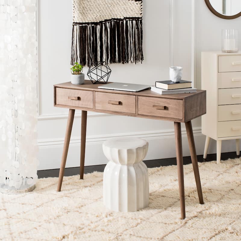 SAFAVIEH Hennie 3-Drawer Console Table - 41.8" x 14.3" x 32" - 42"W x 14"D x 32"H - Light Brown