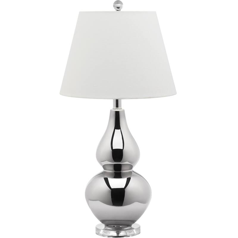 SAFAVIEH Lighting 27-inch Cybil Silver Double Gourd Table Lamp - 14"x14"x26"
