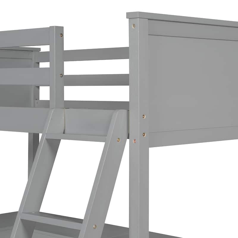 Integrated Study Area - Wood Twin Size Loft Bed with Built-in U-shaped Desk and Bookcase for Boys, Girls Bedroom