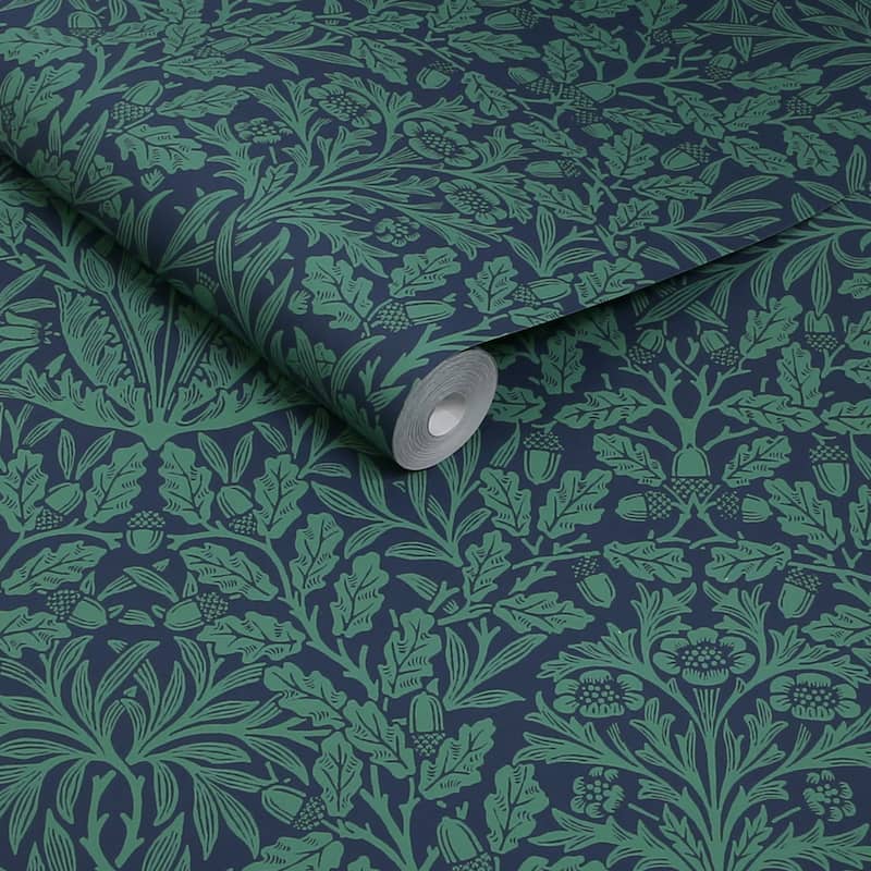 William Morris Acorn Heritage Blue Wallpaper