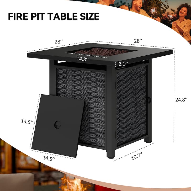 Futzca Square Outdoor Propane Fire Pit Table with Removable Cover - N/A